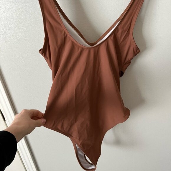 SHEIN. Size Small. 3 Trendy One-Piece Swimsuits. Brown, White, and Black. - Picture 4 of 10